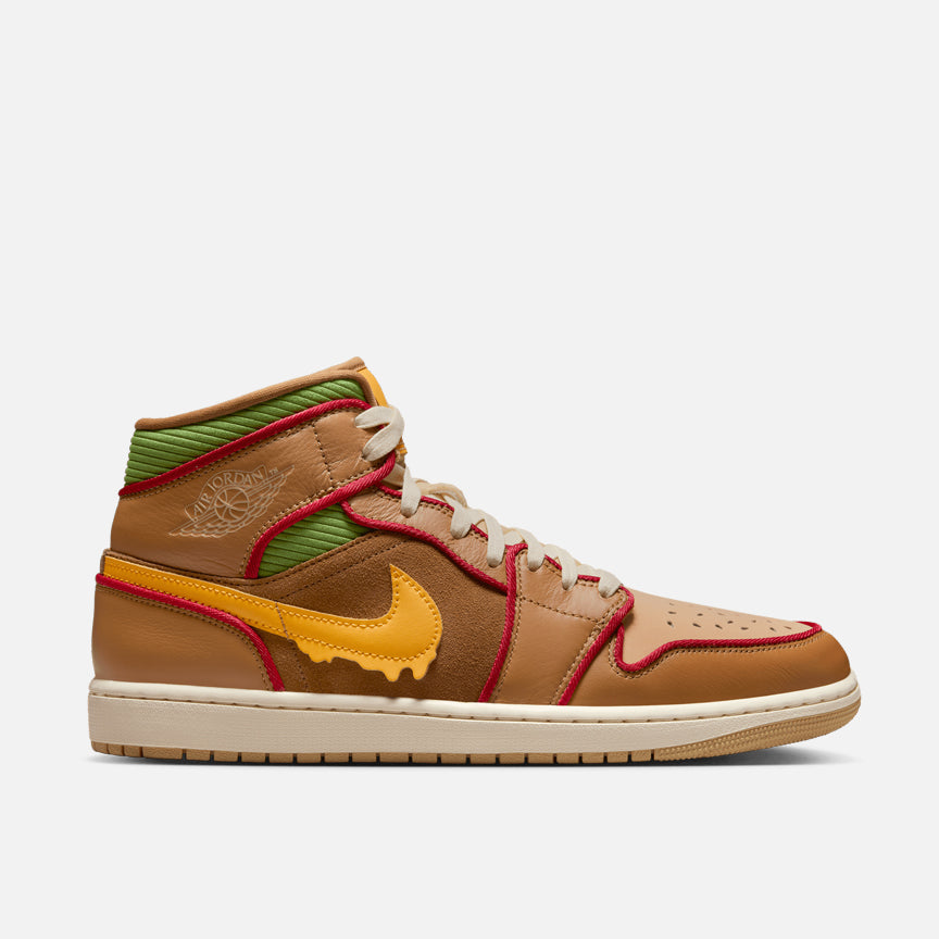 AIR JORDAN 1 MID SE CHEESEBURGER Sneakers - Men's Basketball Shoes with Retro Style & Comfortable Cushioning - Perfect for Streetwear, Casual Outfits & Sneaker Collectors