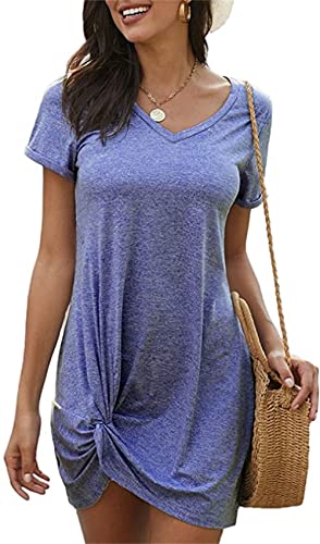 Melliflo Women's Summer T-Shirt Dress - Casual Twist Knot Short Sleeve Mini Tunic Shirt Dress for Beach, Vacation & Everyday Wear | Lightweight & Comfortable