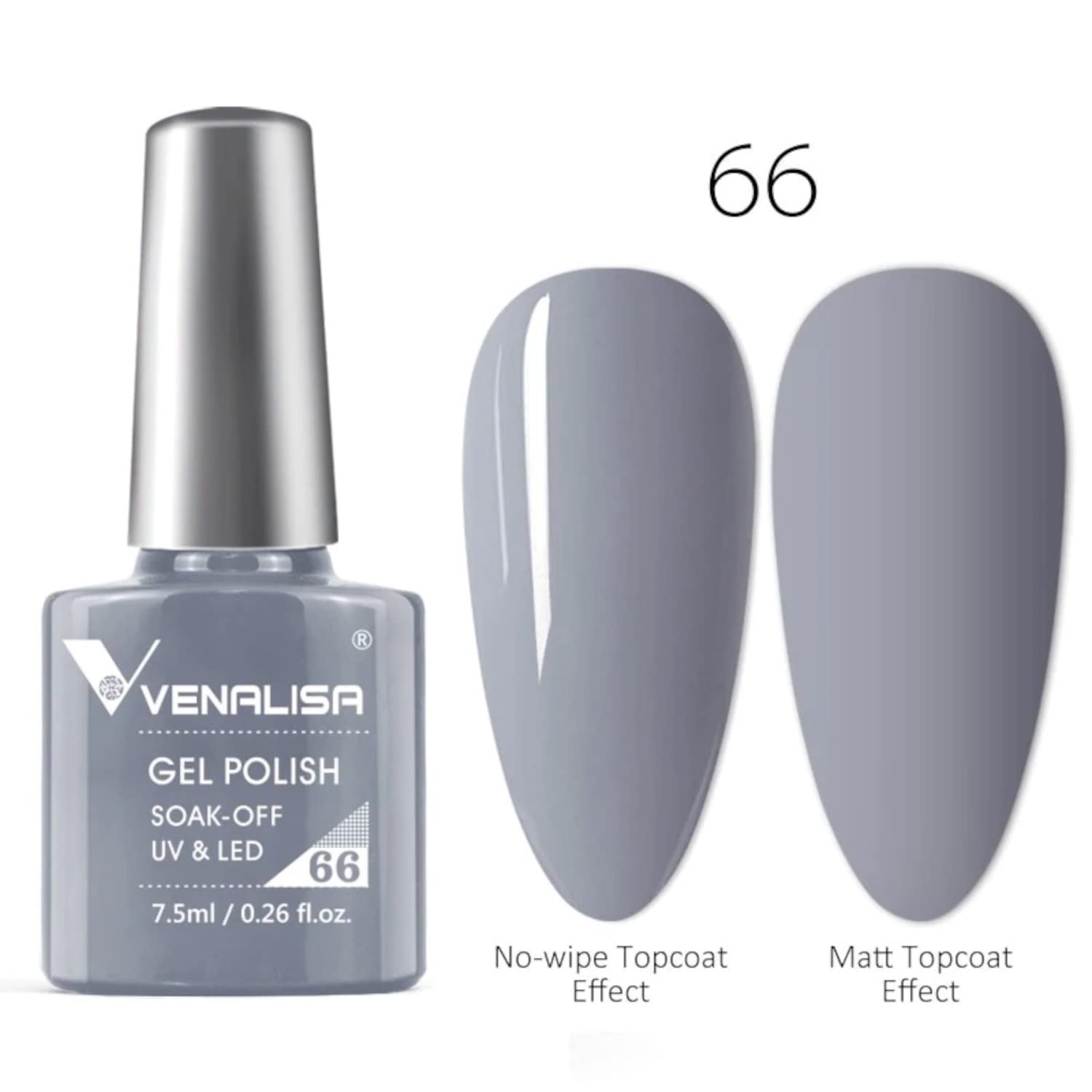 VENALISA 7.5ml #66 Soak Off UV LED Gel Nail Polish - Long Lasting Salon Quality Manicure Starter Kit for Nail Art - Perfect for Home, Salon & Party Use (Requires UV/LED Light to Cure)