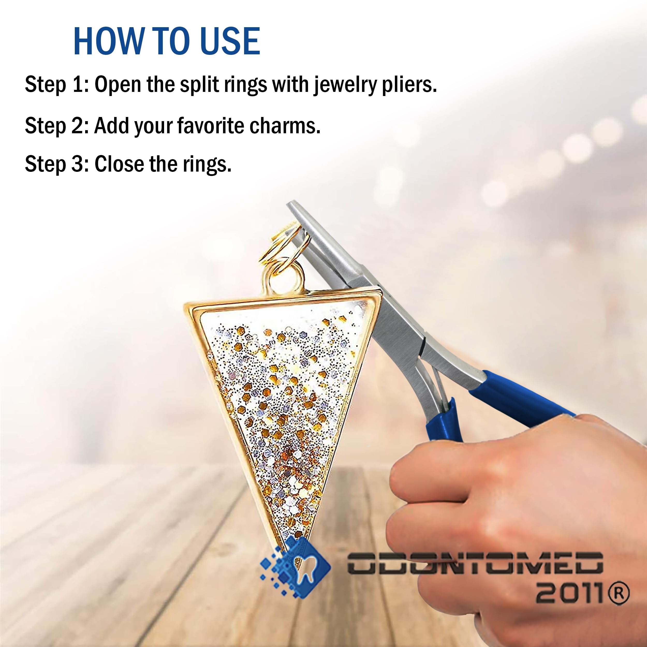 OdontoMed2011 Split Ring Opening Pliers - Jewelry Making Tool for Stone Setting, Beading & Wire Wrapping - Blue Handle (Perfect for DIY Jewelry Crafting and Professional Jewelers)