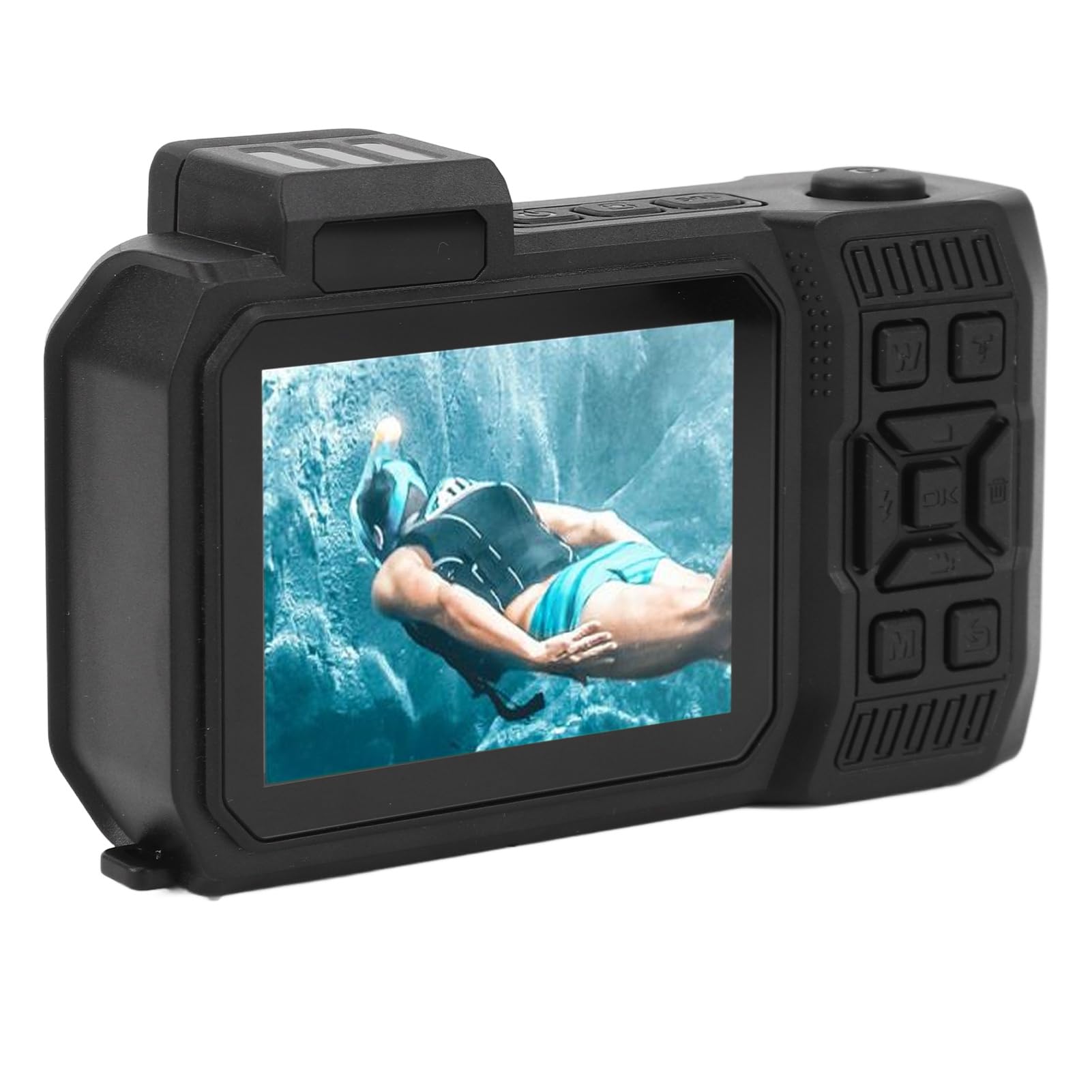 4K 65MP Dual Screen Underwater Digital Camera with 10x Digital Zoom - Waterproof Action Camera for Snorkeling, Diving, Surfing & Travel Photography (Orange)