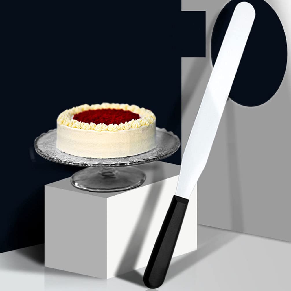 DOITOOL 2-Piece Stainless Steel Cake Spatula Set - Metal Icing Spreader with Plastic Handle for Baking, Cake Decorating, Buttercream Frosting & Cheese Spreading - Perfect for Home Bakers & Professional Kitchen Use