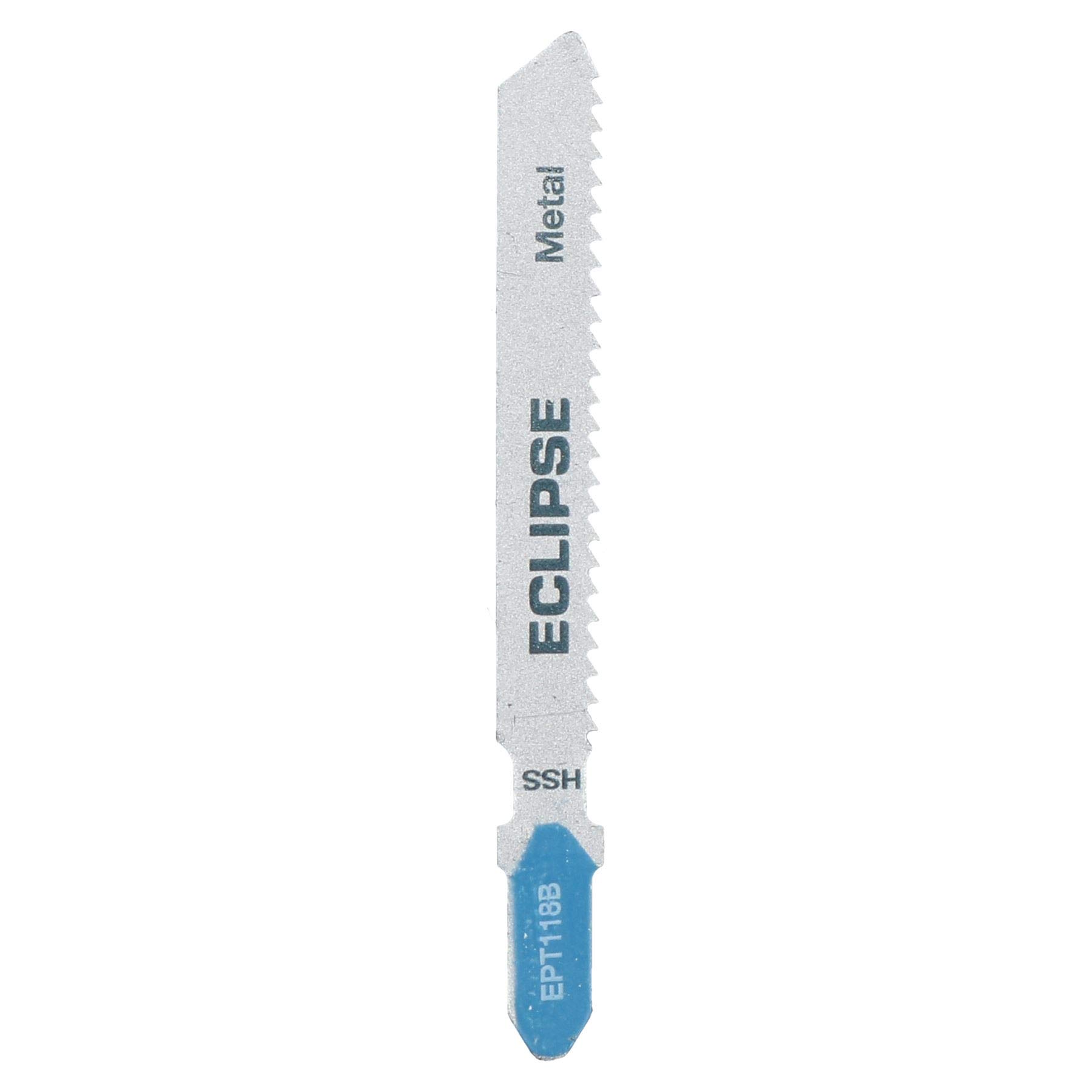 5-Pack Eclipse EPT118B HSS Jigsaw Blades - 2.5-6mm Cutting Range with Progressive Teeth for Medium-Density Materials - Perfect for Woodworking, Metal Cutting & DIY Projects