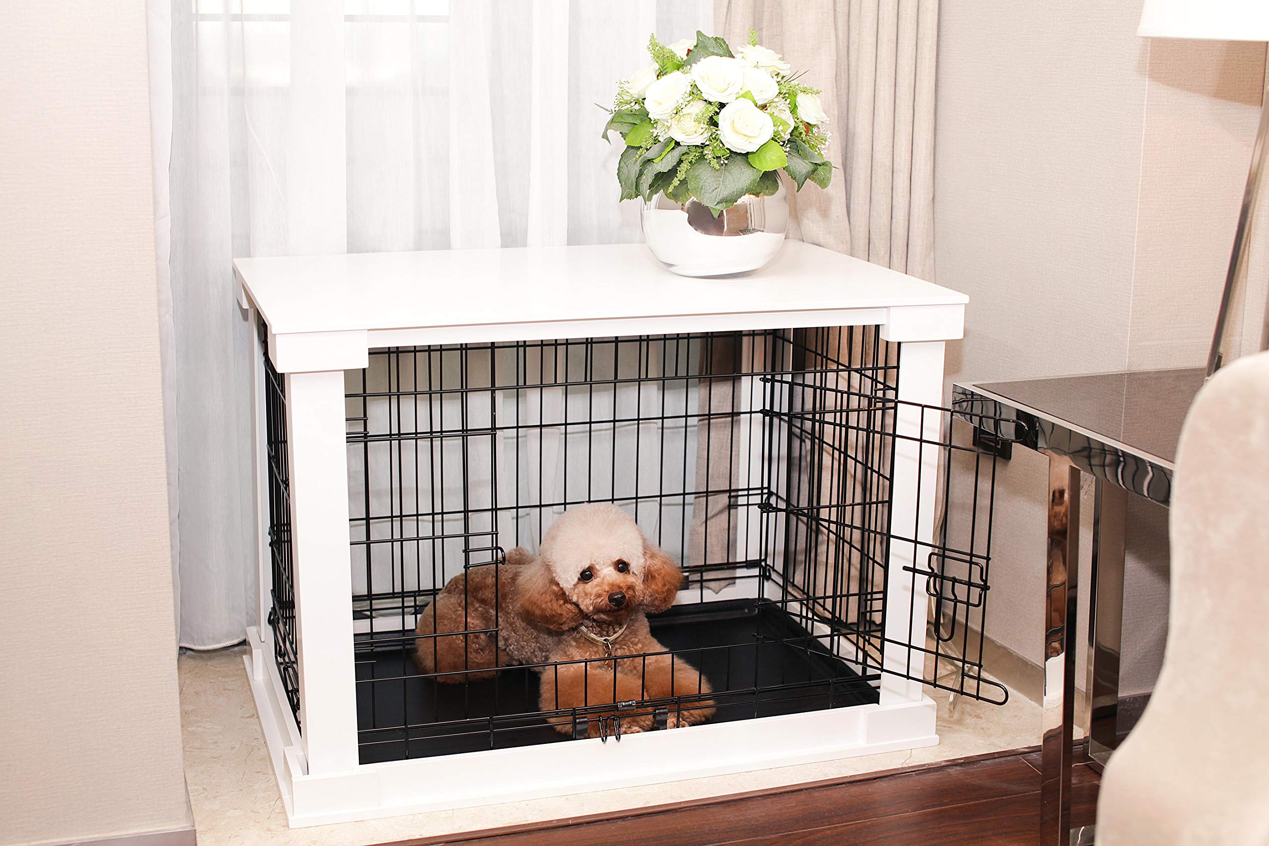 Zoovilla White Dog Cage with Crate Cover - Small Dog Kennel for Small Breeds | Indoor & Outdoor Pet Crate for Home, Travel & Training