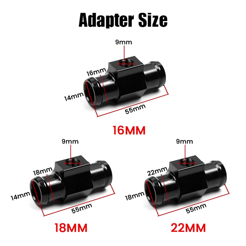 16mm Water Temperature Sensor Adapter - High Precision Thermometer Fitting for Motorcycle & Car Cooling Systems | Engine Monitoring, Performance Tuning, Radiator Hose Installation