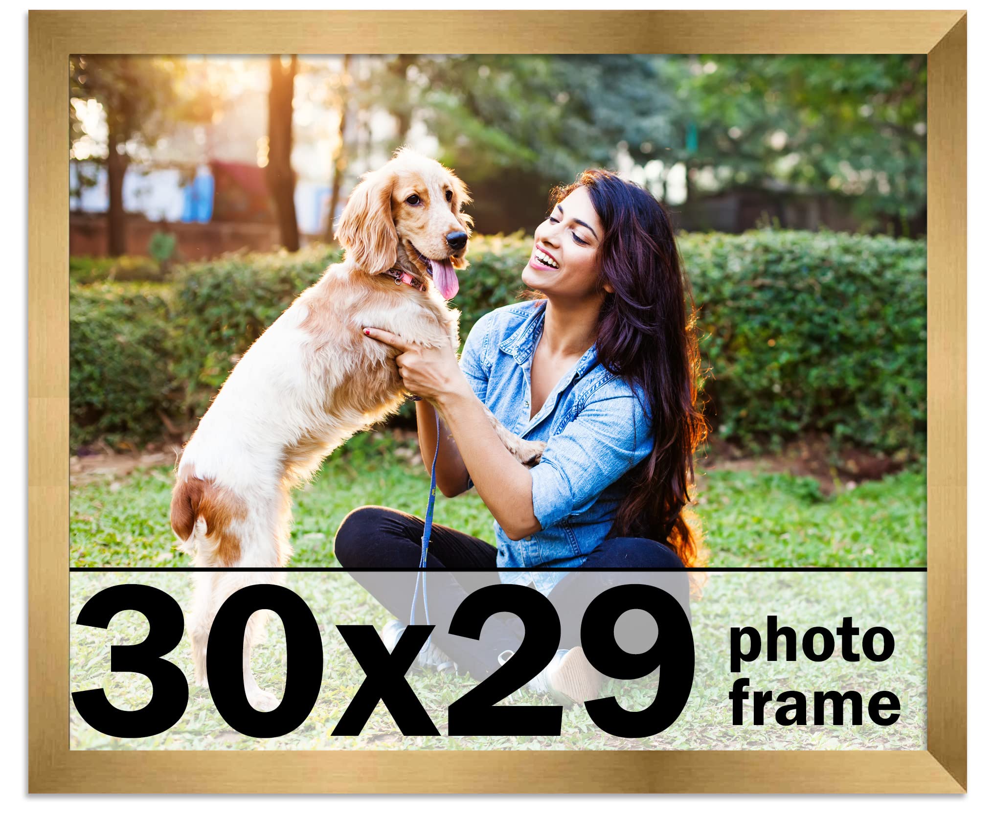 30x29 Inch Metallic Bronze Modern Picture Frame - Shatterproof UV Acrylic Front & Acid-Free Backing - Wood Wall Photo Frame for Family Portraits, Home Decor, Living Room & Office Display (No Mat Included)