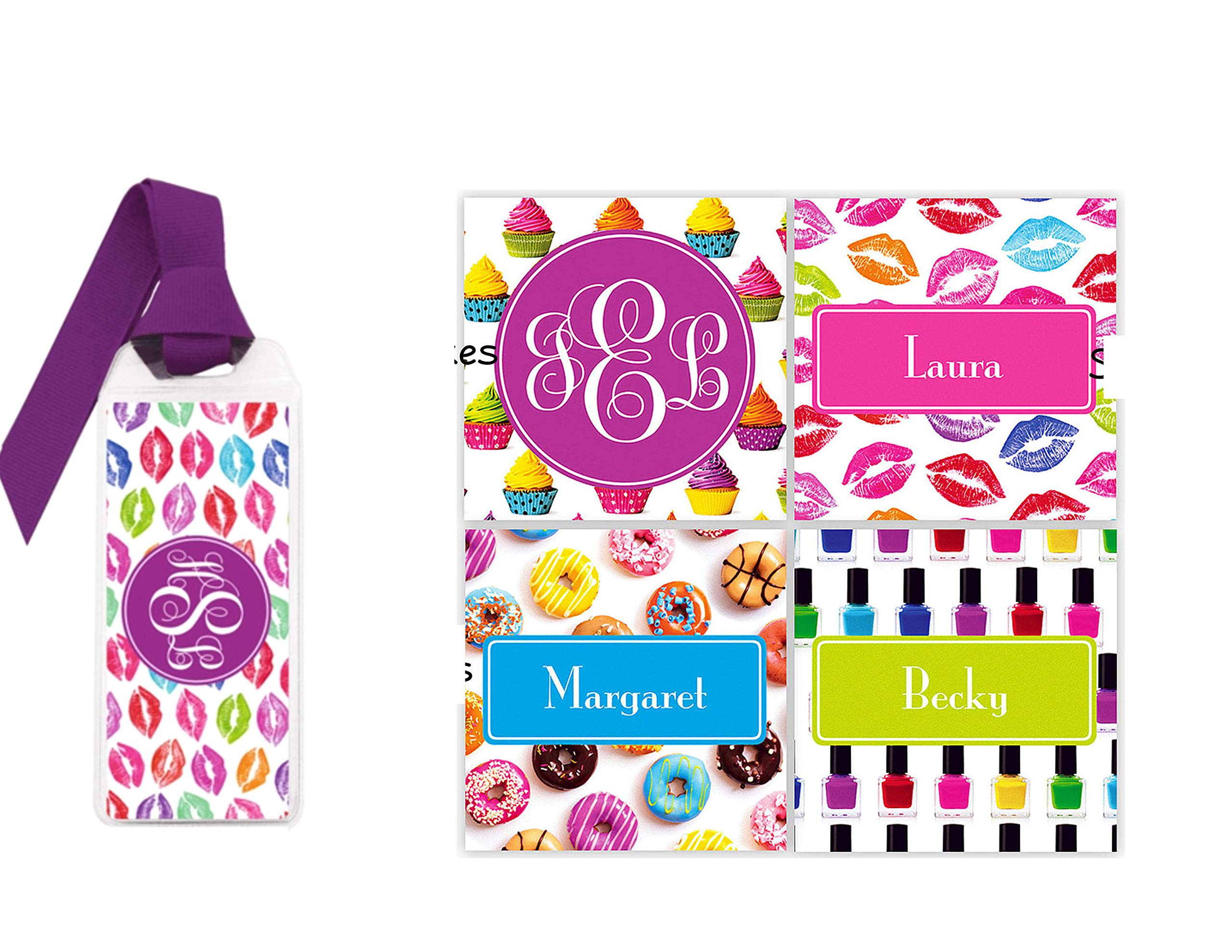 Personalized Fun Girls Bookmarks - Cute Cupcake, Donut & Lips Designs for Tweens & Teens - Perfect for Reading, School & Gifts