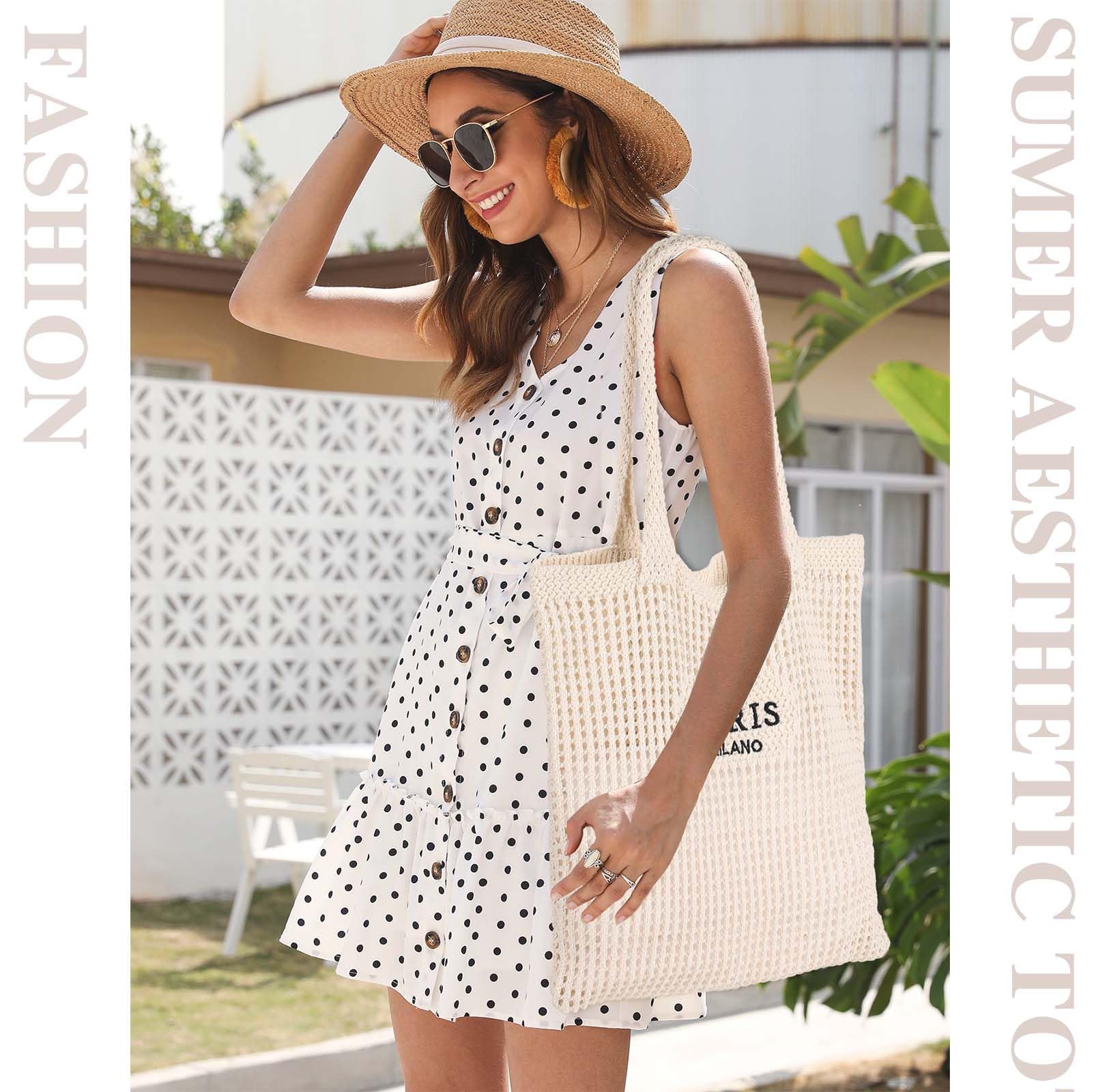 Sightor Crochet Tote Bag for Women - Breathable Mesh Beach Bag, Knit Summer Hobo Handbag, Boho Style Vacation Purse | Perfect for Beach Trips, Shopping, and Casual Outings