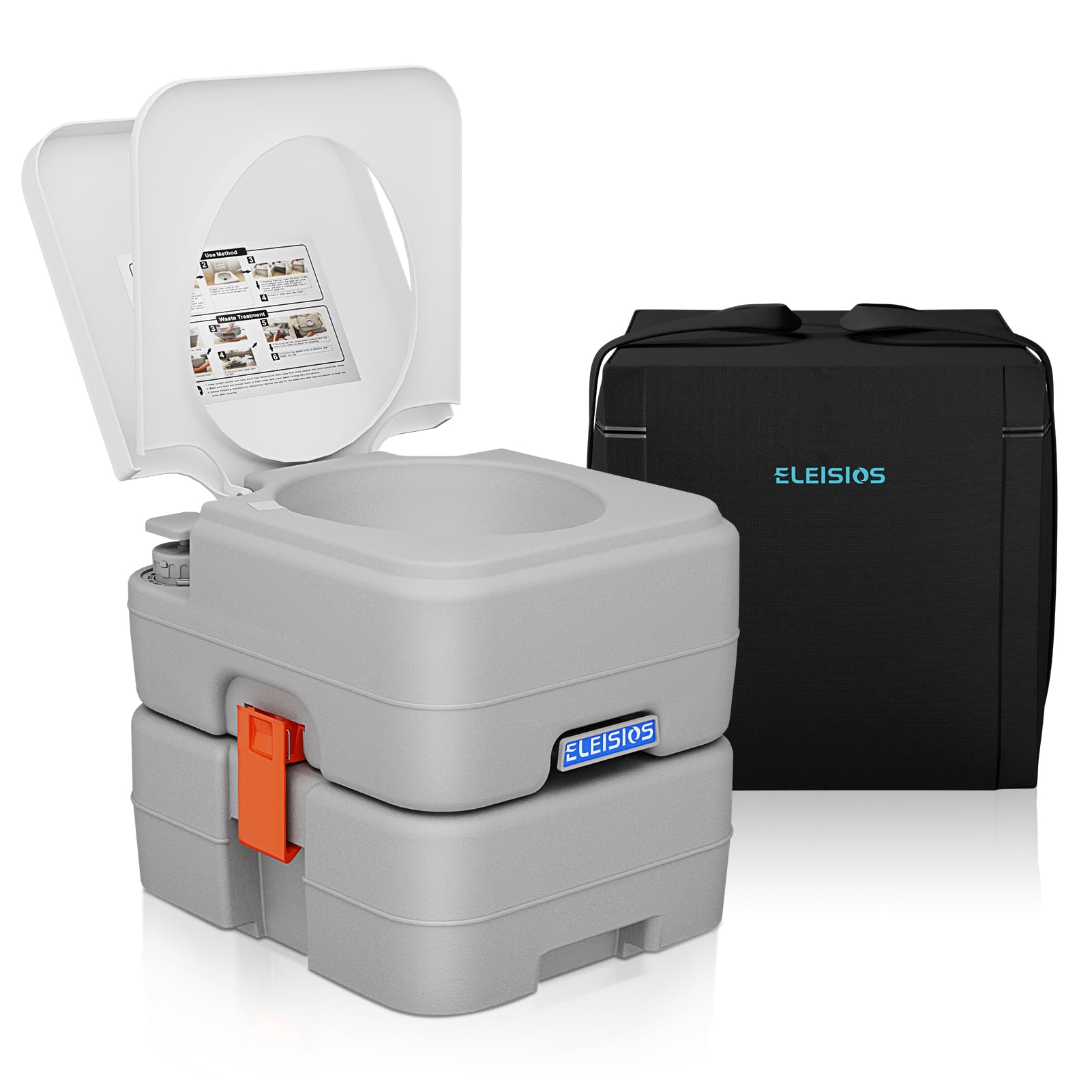 5.8 Gallon Portable Camping Toilet with Anti-Leak Pump & Carry Bag - Lightweight RV Toilet for Travel, Boating, Outdoor Adventures & Emergency Preparedness | Perfect for Camping, Road Trips, Marine Use & Off-Grid Living