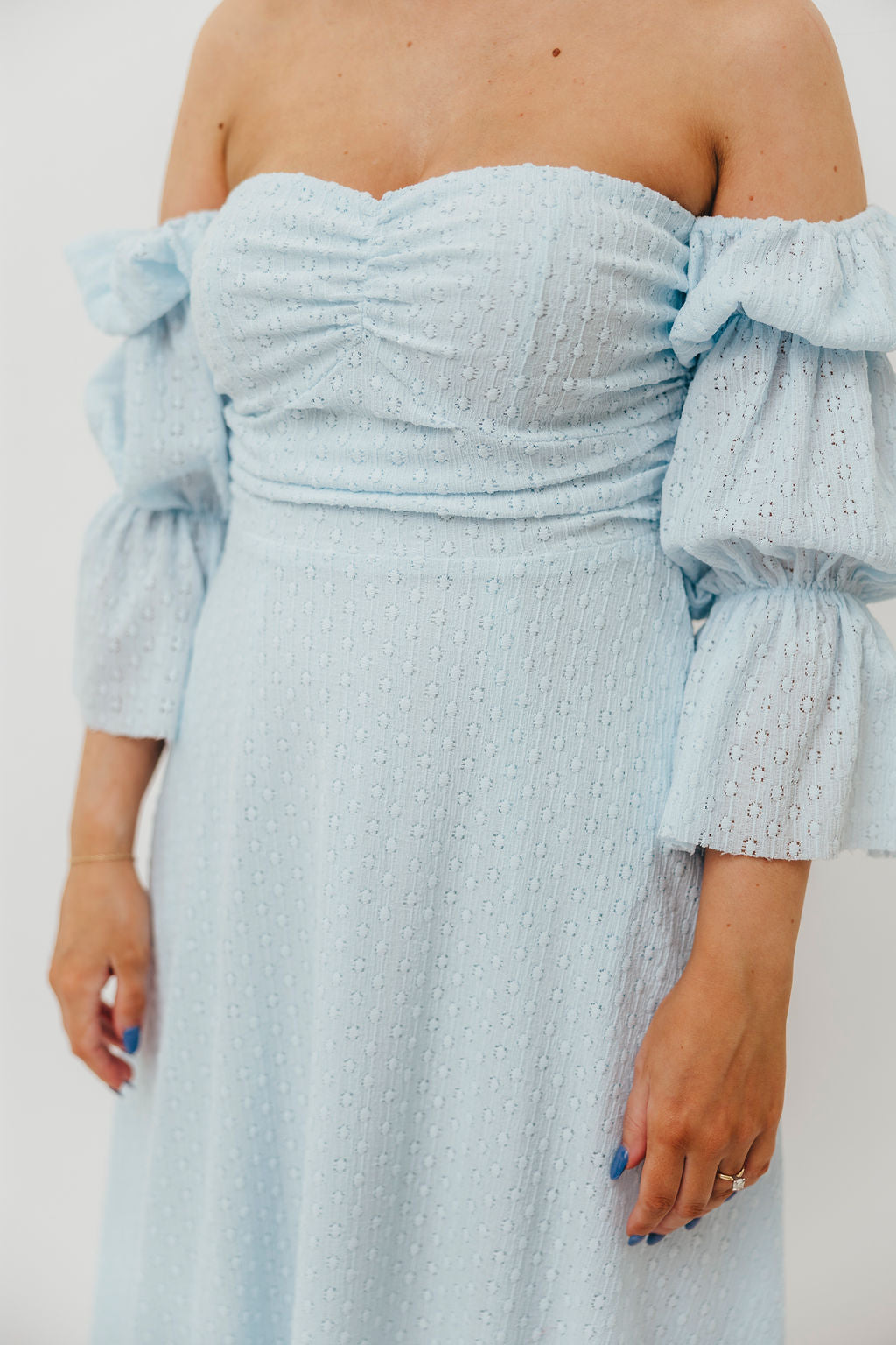 Corrine Tiered Sleeve Maxi Dress with Pockets - Baby Blue Maternity Dress | Bump Friendly & Comfortable for Pregnancy, Nursing, Baby Showers and Special Occasions