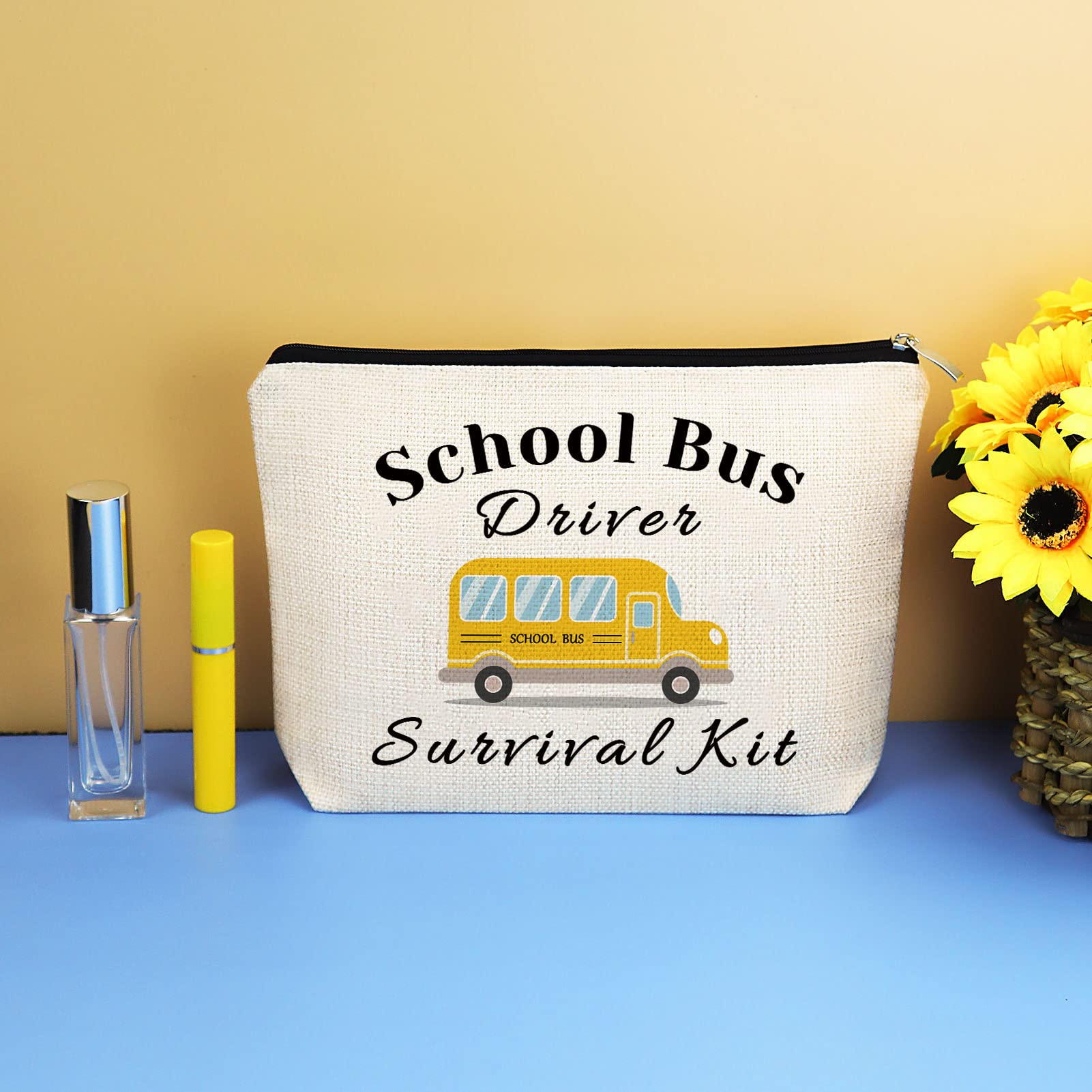 School Bus Driver Appreciation Gifts - Makeup Bag for Women | Thank You Present for Christmas, Birthday, Graduation, Retirement | Travel Toiletry Pouch with Zipper | Perfect for Cosmetics, Daily Use & Commuter Essentials