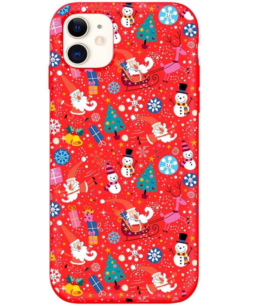 BLLQ iPhone 11 Case - Christmas Design Cute Soft Silicone Slim Protective Cover for iPhone 11 6.1 Inch | Holiday Gift, Daily Use, Party Accessory (Red)