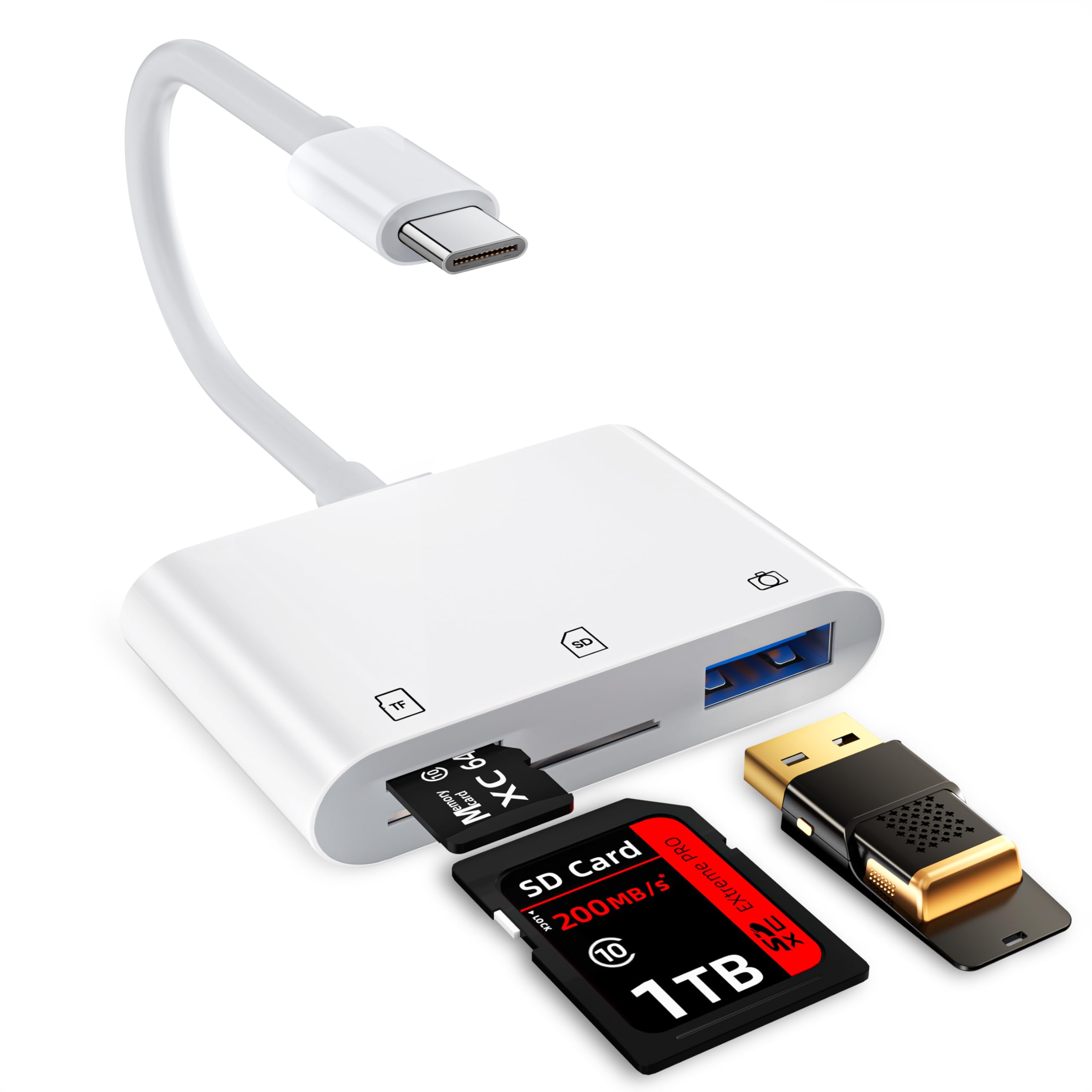 High-Speed USB C SD Card Reader - USB 3.0 to SD/TF Card Adapter for iPhone 15/16, iPad, Mac, PC, Android - Plug & Play Memory Card Viewer for Cameras, Phones & Tablets - Perfect for Travel Photography, File Transfer & Data Backup