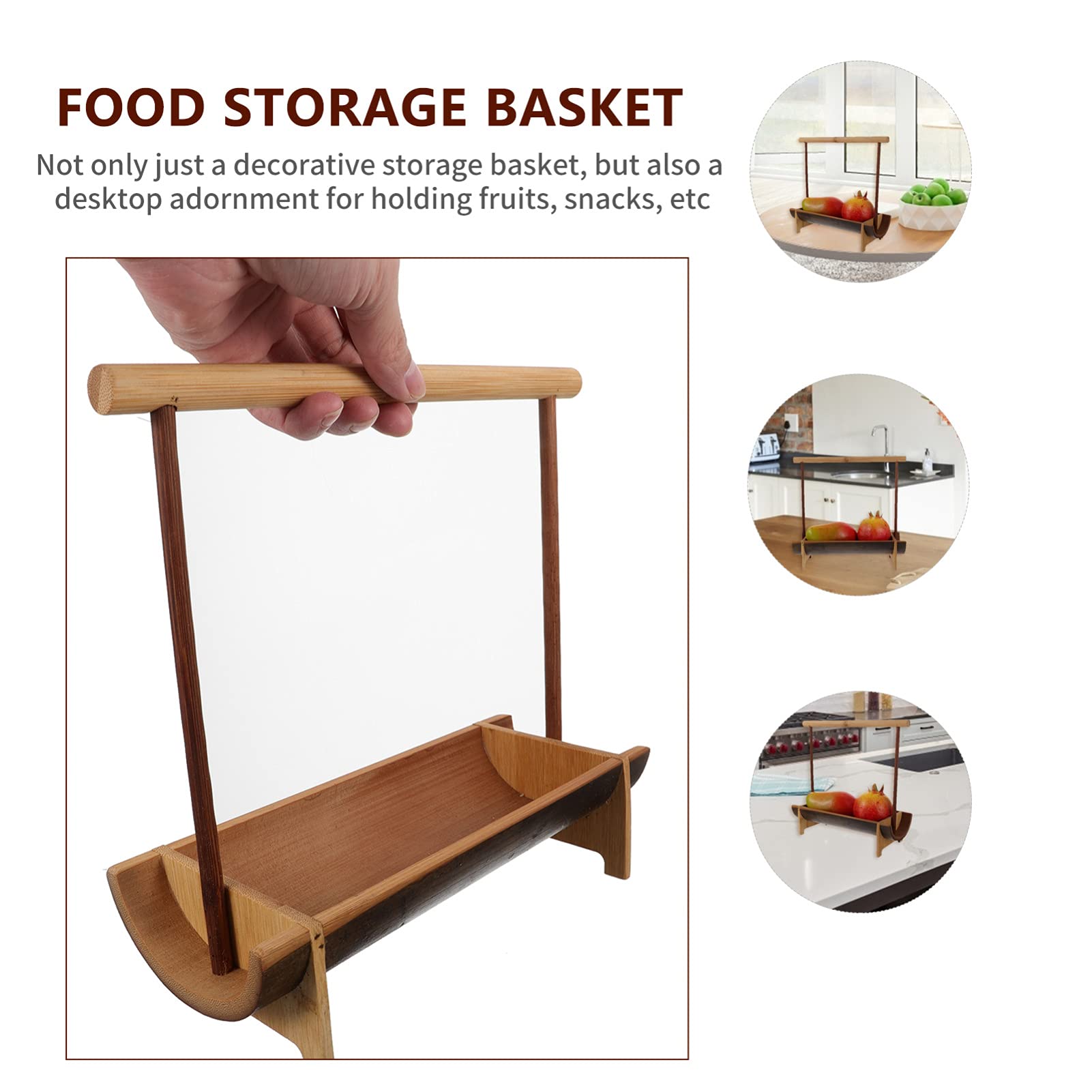 Portable Wooden Snack Basket with Handle - Multipurpose Food Tray for Fruits, Cakes, Cupcakes & Decor | Perfect for Picnics, Parties & Kitchen Organization