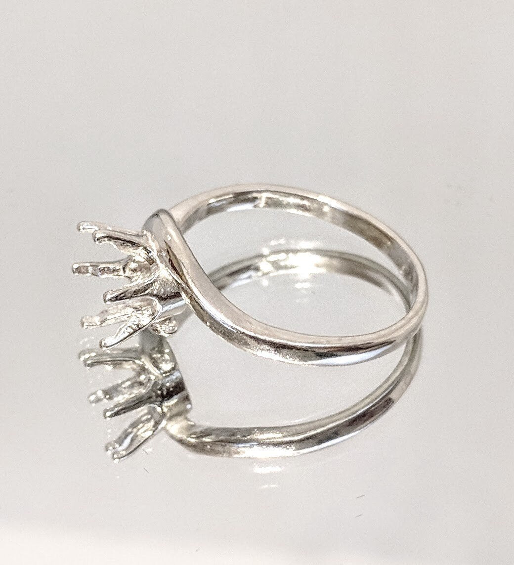 Sterling Silver & 14K Gold 4mm-7mm Round Pre-Notched Blank Ring Shank Settings (Sizes 6-8) - Perfect for Jewelry Making, DIY Crafting & Engagement Ring Designs