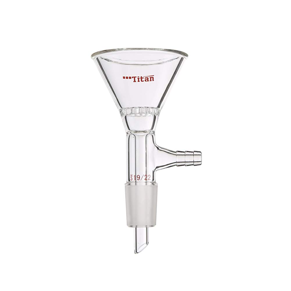 Premium Glass Short Stem Funnel - 50mm Top Outer Diameter with 19/22 Inner Joint - Lab Grade Filter Funnel for Chemistry Experiments, Essential Oil Distillation & Home Brewing