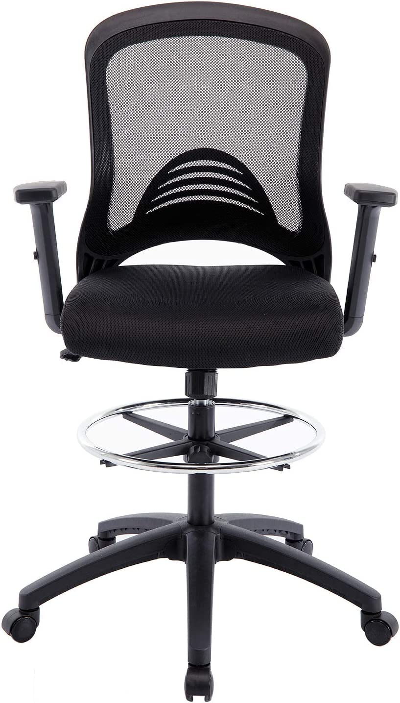 ELECWISH Mesh Ergonomic Drafting Chair - Adjustable Height Office Chair with Flip-up Arms, Breathable Back Support for Reception Desk & Standing Workstations | Perfect for Architects, Designers & Office Professionals