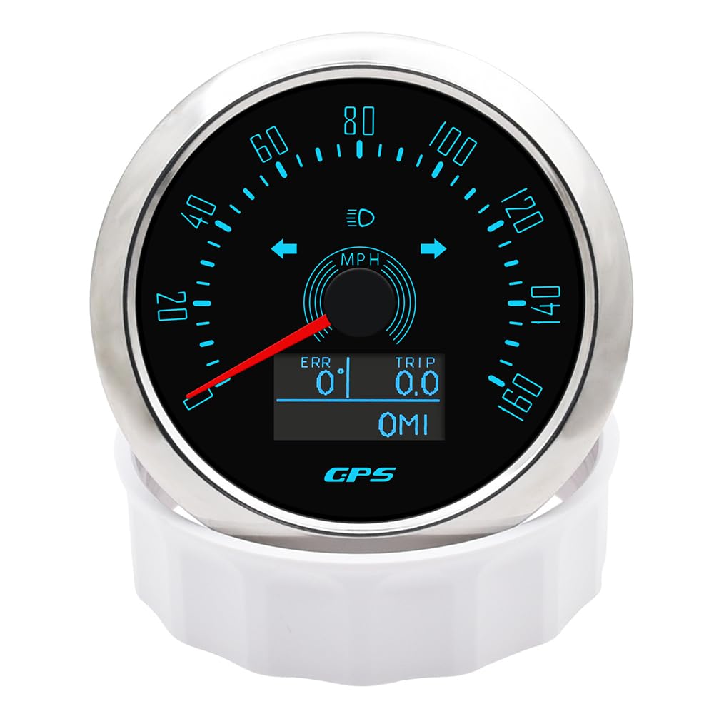 85mm 0-160MPH GPS Speedometer Gauge with ODO, COG & Trip - Universal for Motorcycle, Car, Boat, Truck (9-32V) - Perfect for Racing, Off-Road & Marine Navigation