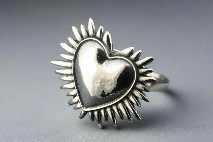 Sterling Silver Adjustable Full Heart Ring - Perfect for Valentine's Day Gifts, Anniversary Presents & Romantic Occasions