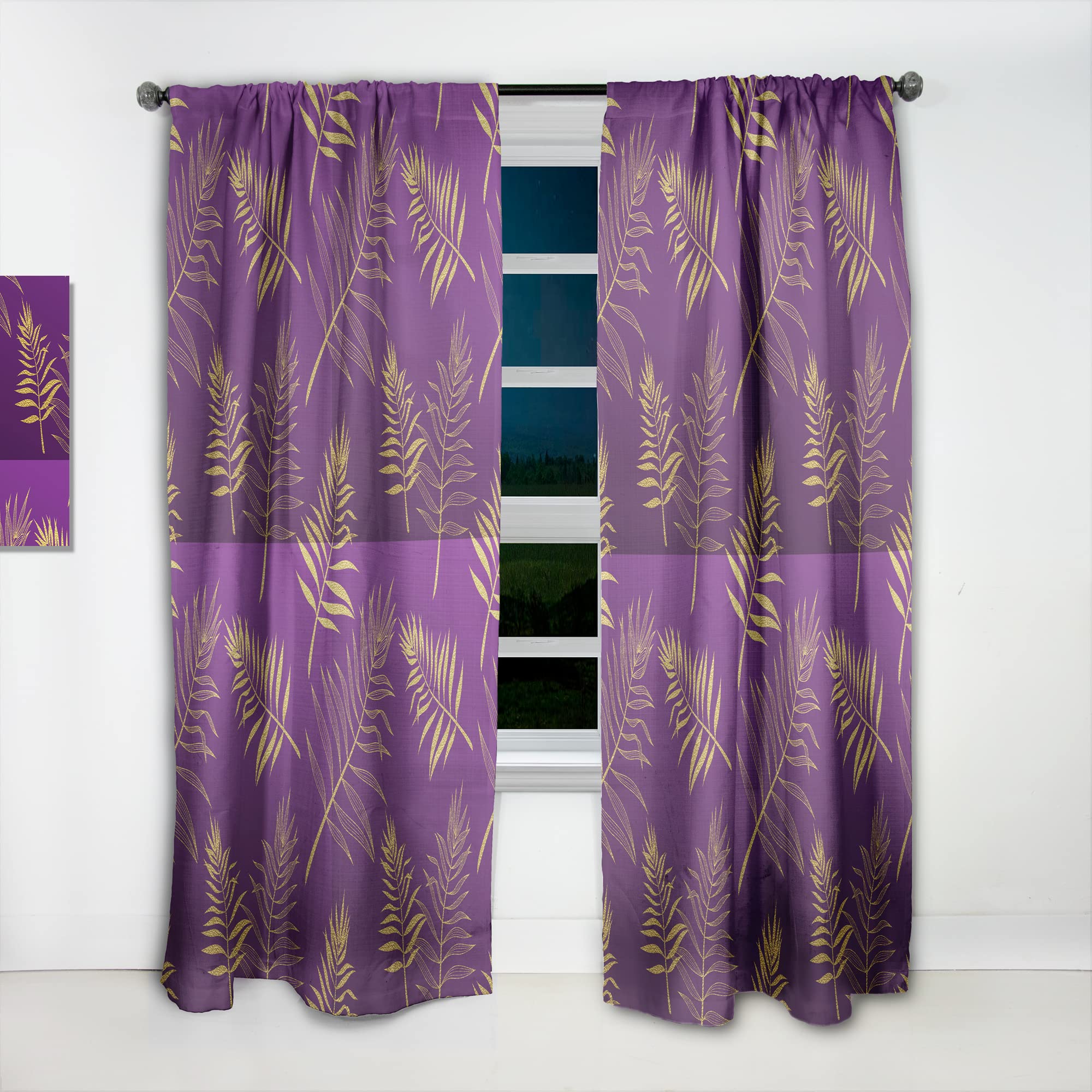 DesignQ Tropical Foliage V Thermal Insulated Curtains - Single Panel 52x120 Inches - Blackout Drapes for Bedroom & Living Room - Perfect for Home Decor, Privacy & Temperature Control