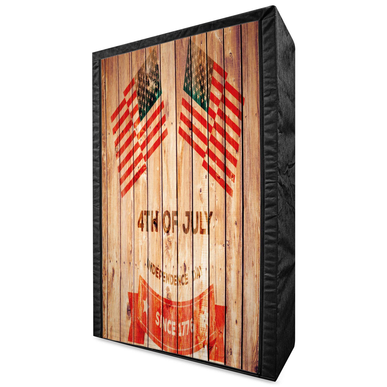 Ambesonne 4th of July Portable Fabric Wardrobe - USA Flag Design Clothing Organizer with Shelves, 42.5 Inch Multicolor Storage Closet for Bedroom, Dorm & Travel | Patriotic Home Decor