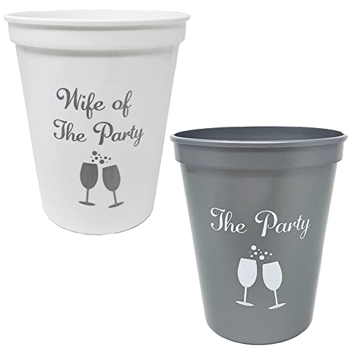 9 Pack - 1 Wife of The Party (White/Grey) & 8 The Party (Silver/White)
