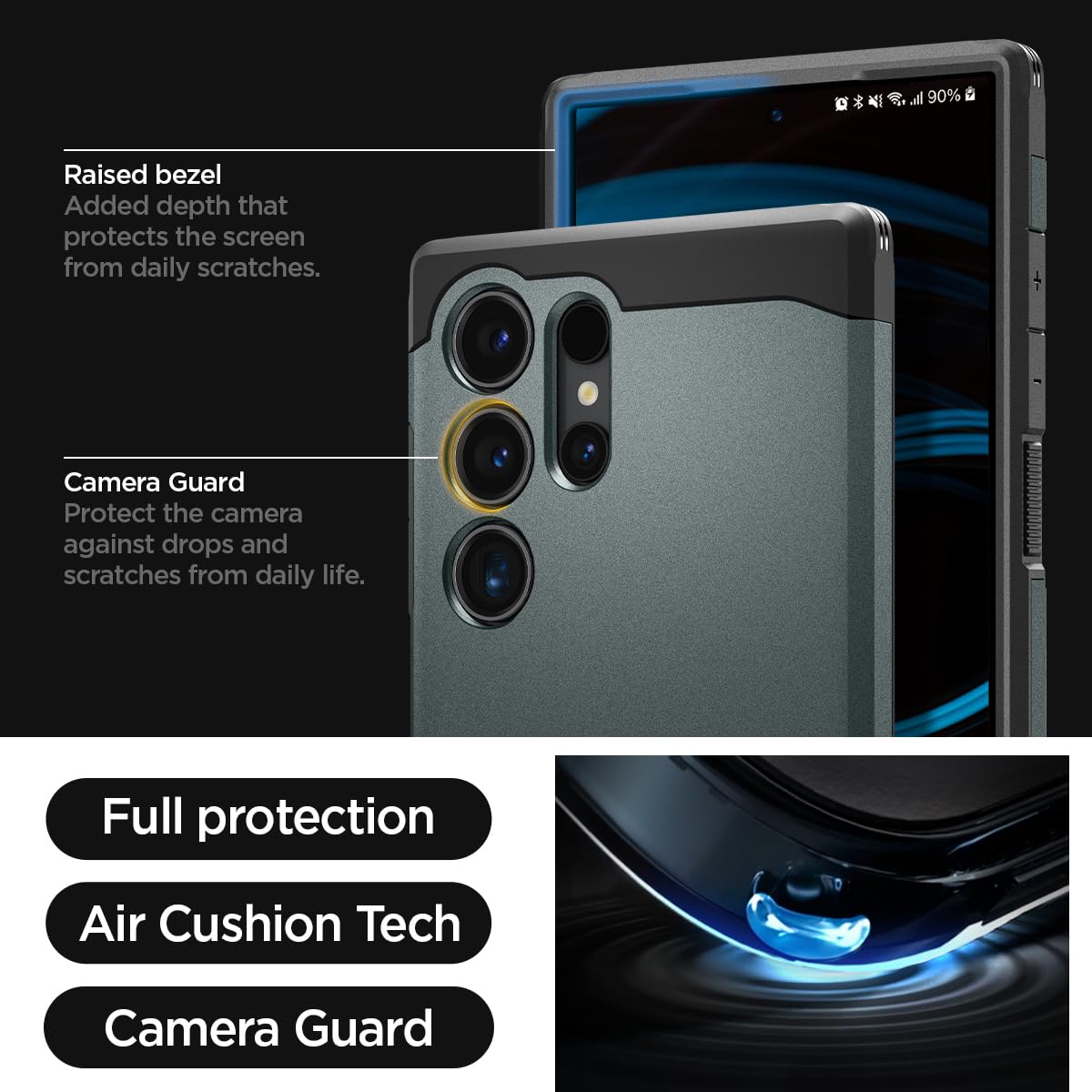 Spigen Tough Armor Heavy Duty Shock Resistant Case for Samsung Galaxy S24 Ultra - Abyss Green | Military-Grade Protection | Perfect for Outdoor Adventures & Daily Use