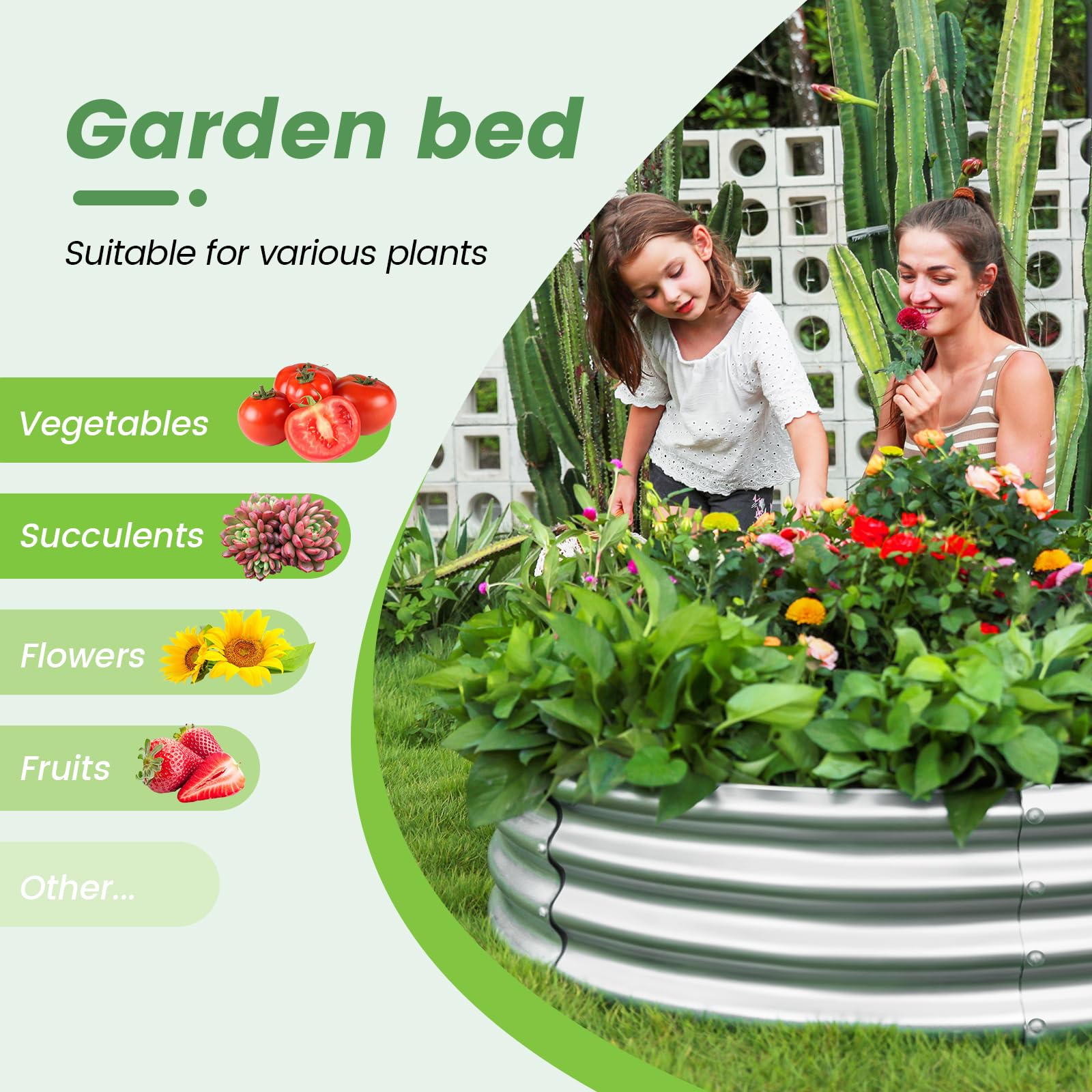 Galvanized Raised Garden Bed Kit - Large Round Metal Planter Box for Vegetables, Flowers & Herbs - Outdoor Gardening Solution for Backyard, Patio & Urban Farming - Durable & Rust-Resistant Design