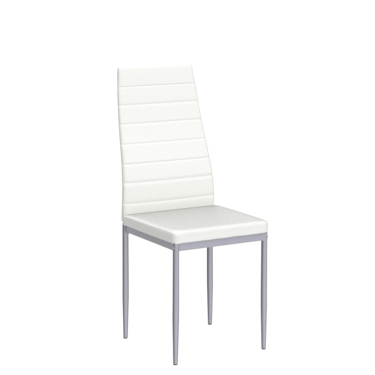 Premium PU Leather Dining Chairs Set of 4 - Ergonomic High Backrest Kitchen Side Chairs with Sturdy Steel Frame - Comfortable Upholstered Seating for Home, Restaurant & Office Use (White)