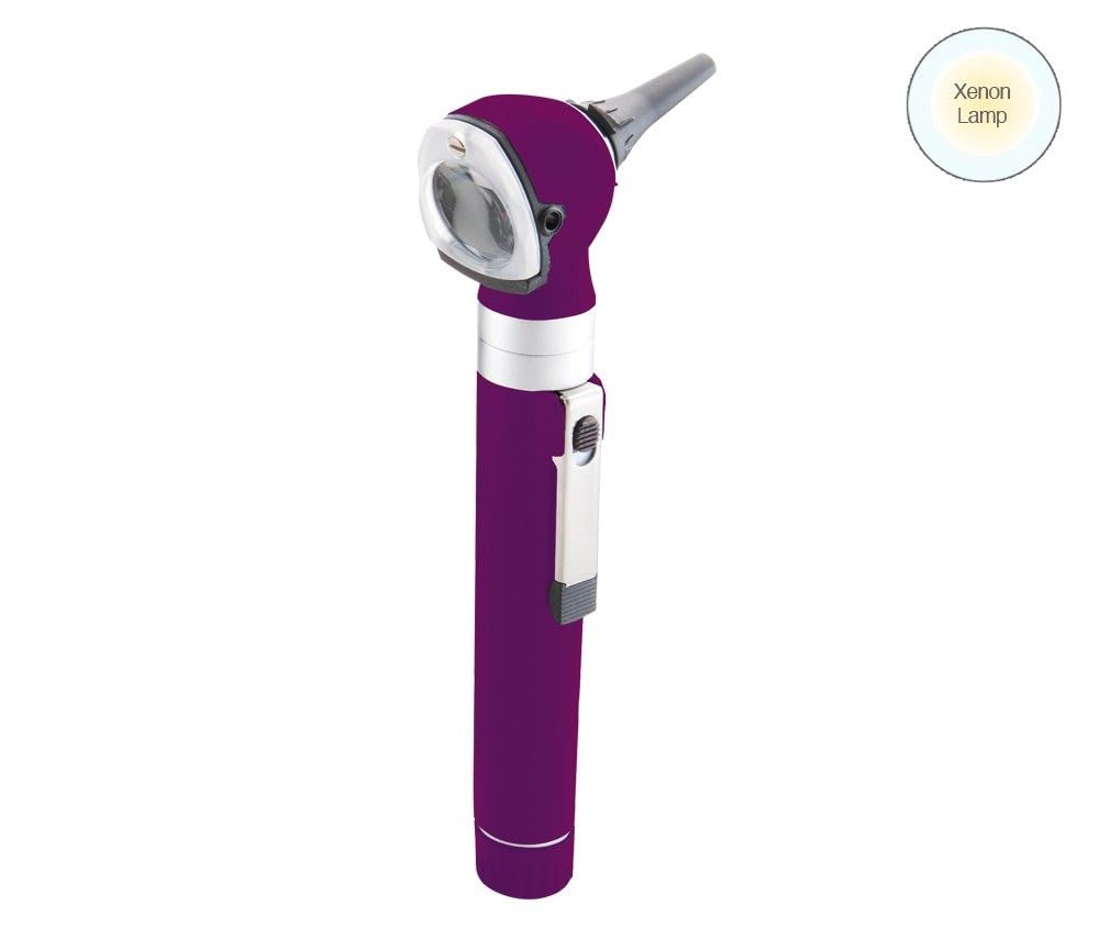 Diagnostix™ 5111N Professional Pocket Otoscope with AA Battery Handle - Purple Hard Case & Xenon Lamp for Ear Examination - Perfect for Home Use, Travel, and Medical Professionals