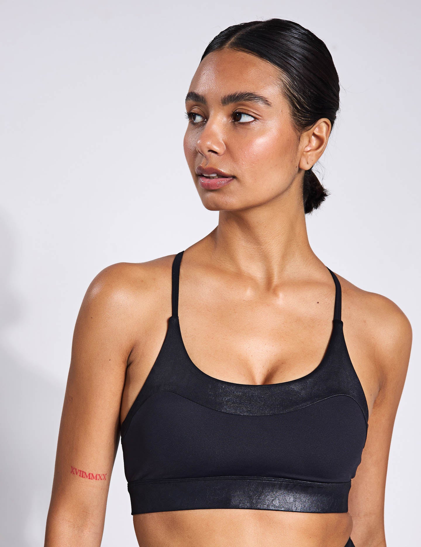 High Shine Sports Bra for Women - Animal Black Print - Moisture Wicking & Supportive Activewear for Running, Yoga & Gym Workouts