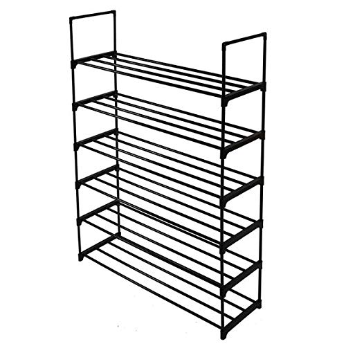 6-Tier Shoe Rack Organizer - Space Saving Shoe Storage Tower Shelf for Bedroom, Entryway, Hallway & Closet - Black Shoe Shelf for Sneakers, Boots & Sandals - Fast 3-7 Day Delivery - Perfect for Small Spaces & Apartment Living