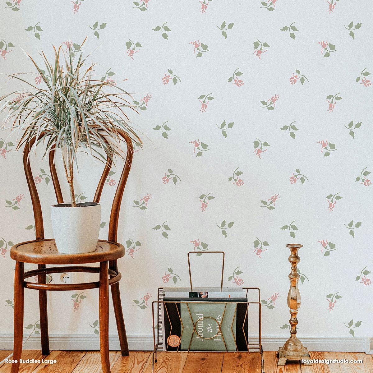 Rose Buddies Floral Stencil Set for Furniture & Wall Decor - DIY Home Painting & Craft Projects