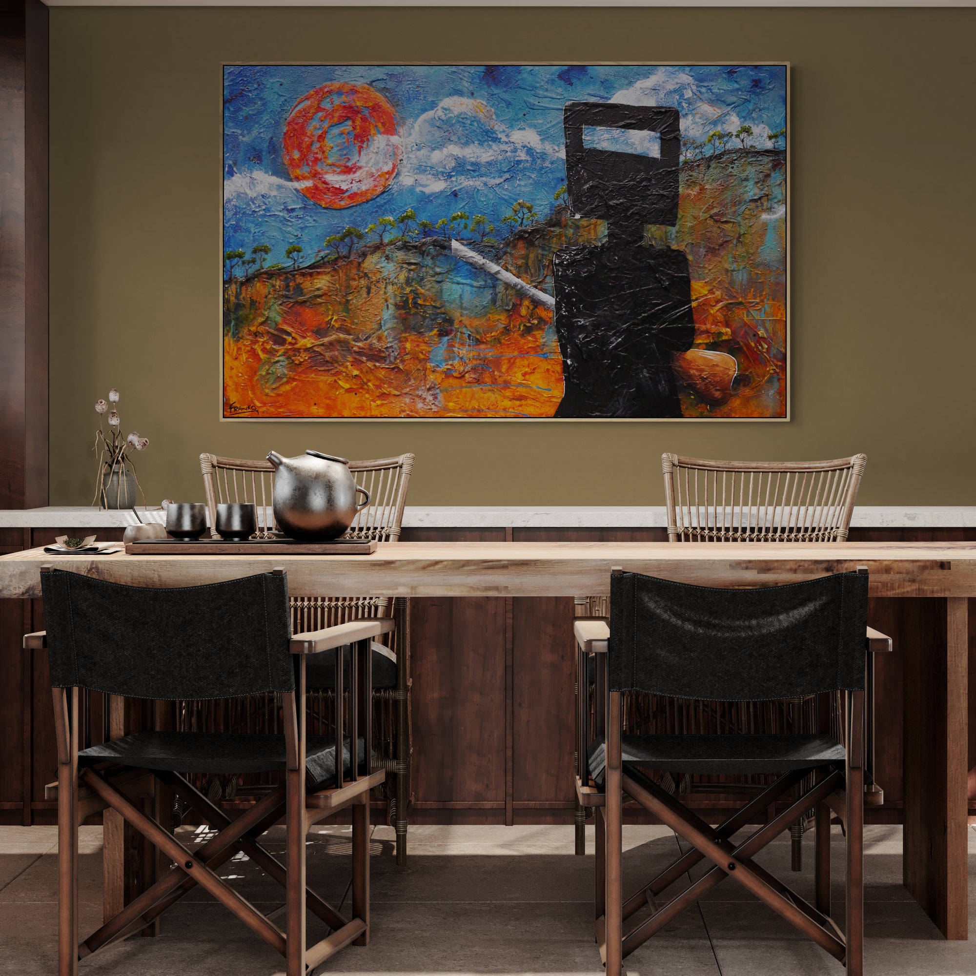 Ned Kelly Abstract Realism Textured Painting - 160cm x 100cm Wall Art for Living Room, Bedroom & Office Decor | Unique Australian Outlaw Artwork
