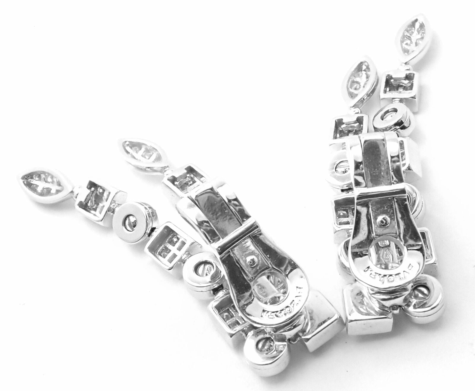 Authentic Bulgari Bvlgari Lucea 18k White Gold Diamond Drop Earrings for Women - Luxury Dangle Earrings for Weddings, Parties & Special Occasions