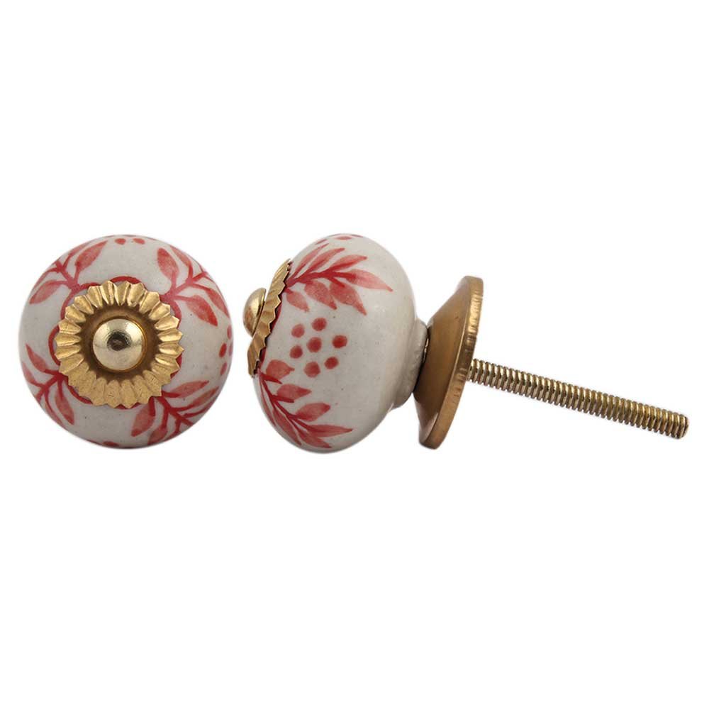 10 Pack Red Leaf Ceramic Drawer Knobs - Decorative Cabinet Hardware for Kitchen, Dresser & Furniture - Vintage Luxury Pulls for Home Decor & DIY Projects