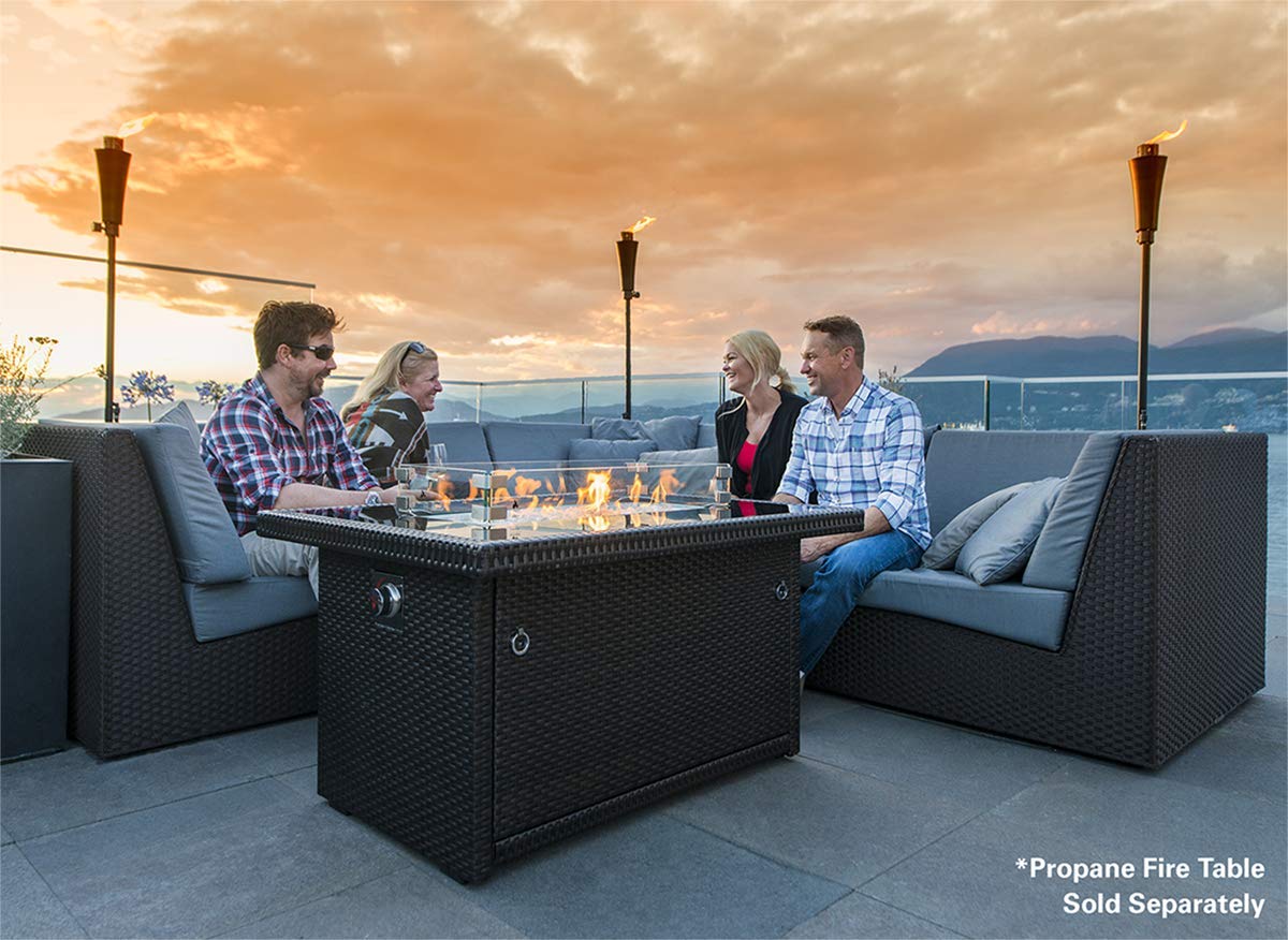 Outdoor Propane Fire Pit Table Accessories Set - Tempered Glass Lid, Wind Guard & Waterproof Cover for Series 401/403 | Perfect for Patio, Backyard & Camping Fire Pit Tables