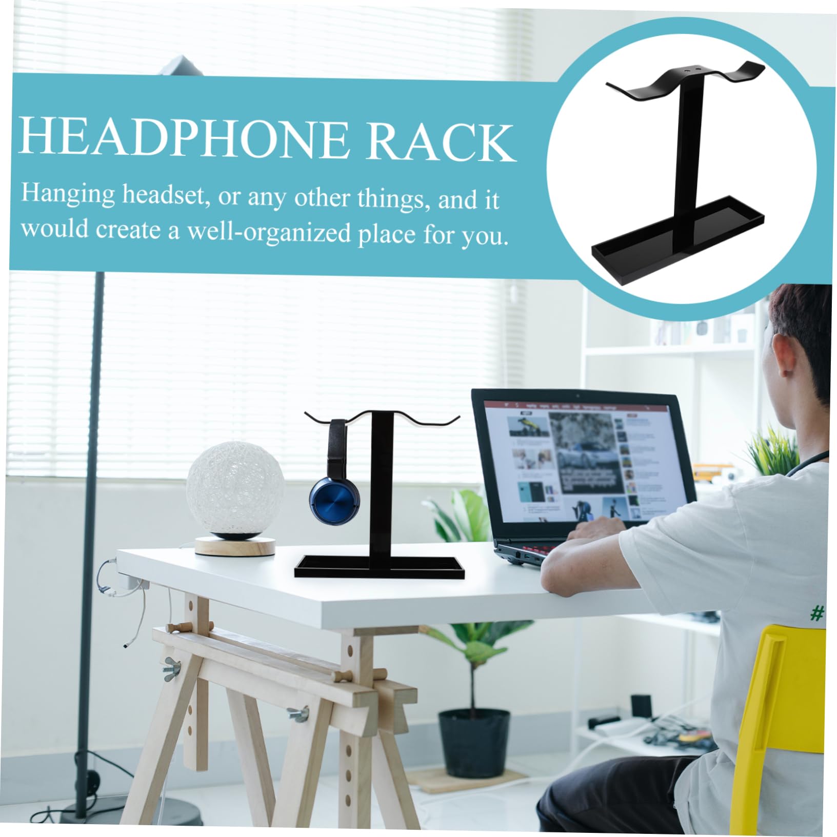 DOITOOL 2 Pack Acrylic Headphone Stand Hanger - Desk Mount Hook for Kids & Adult Headphones - Perfect for Gaming Setup, Office, and Home Organization