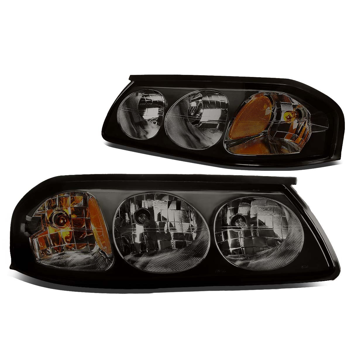 DNA MOTORING HL-OH-CI00-SM-AM Smoke Lens Amber Headlights Replacement for 2000-2005 Chevy Impala - Upgrade Your Nighttime Driving Safety & Style