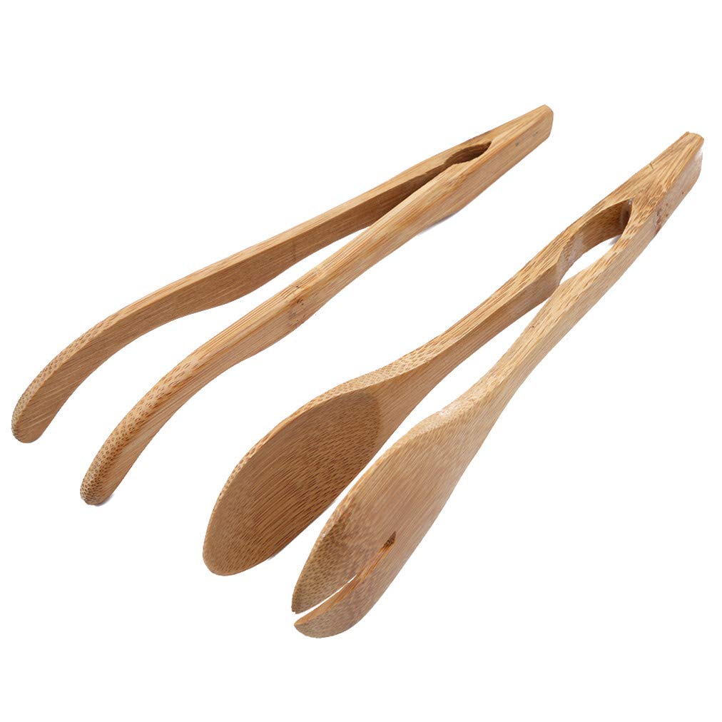 Sevenfly Reusable Wooden Tea Tongs - Chinese Style Bamboo Tweezers for Tea Leaves, Cooking, Toast, Pickles - Natural Wood Color Kitchen Utensil for Tea Ceremony, Baking & Food Serving