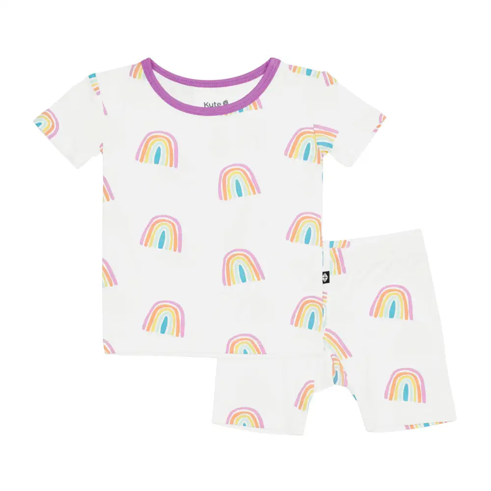 Kyte Baby Short Sleeve Pajamas - Soft Organic Cotton Sleepwear for Infants & Toddlers (Poi Rainbow Print) - Perfect for Bedtime, Lounging & Playtime