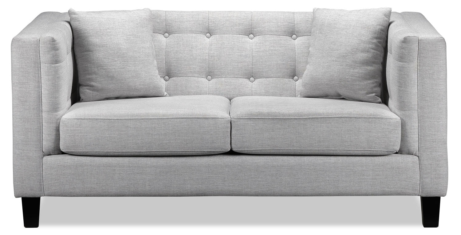 Astin Loveseat Sofa in Grey - Modern 2-Seater Couch for Living Room, Lounge & Small Spaces
