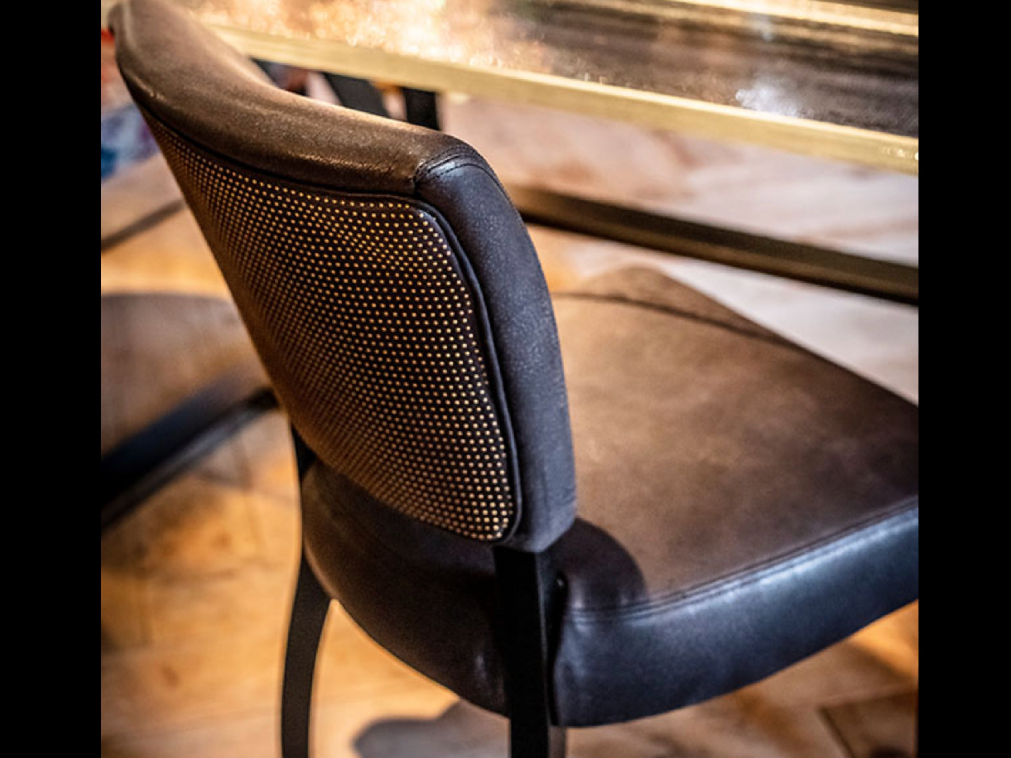 Modern Mimi Stud Dining Chair - Upholstered Fabric Seat with Metal Legs for Kitchen, Dining Room, Breakfast Nook & Small Space Decor