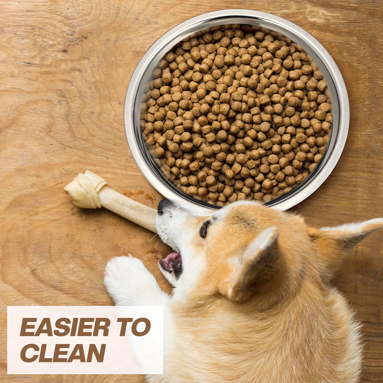 10 Pack 8 Cup Stainless Steel Dog Bowls - Thickened Metal Pet Food & Water Dishes for Medium & Large Dogs & Cats - 64oz, Dishwasher Safe - Perfect for Travel, Kennels & Daily Feeding