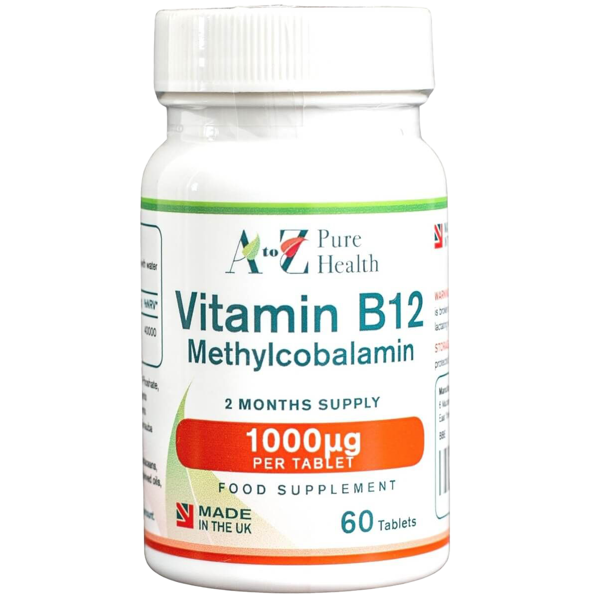 Pure Health Vitamin B12 Methylcobalamin 60 Tablets - Supports Energy, Metabolism & Nervous System - Ideal for Vegan, Vegetarian & Active Lifestyles