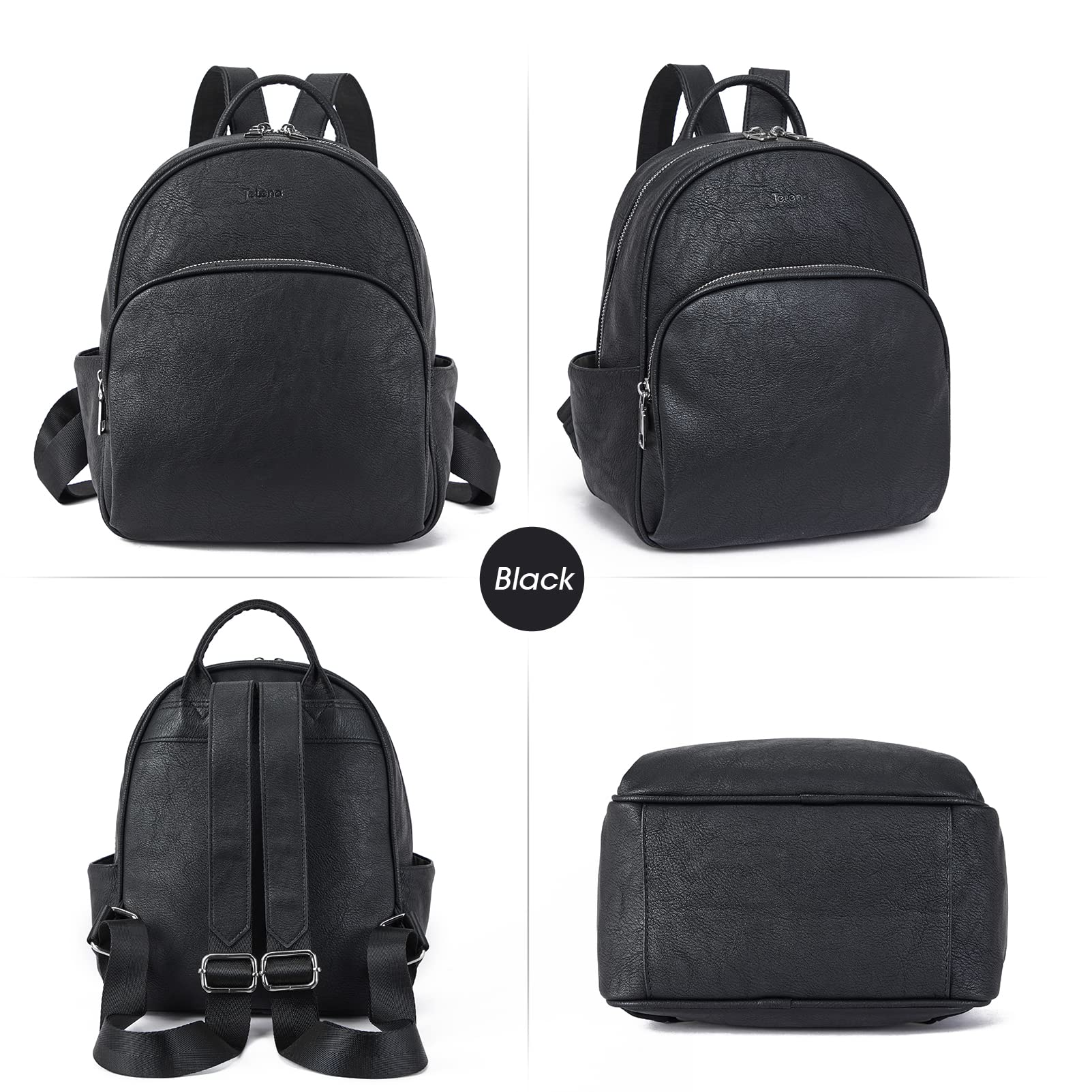 Telena Small Leather Backpack Purse for Women & Girls - Cute Mini Travel Shoulder Bag for School, Work, Gym & Everyday Use