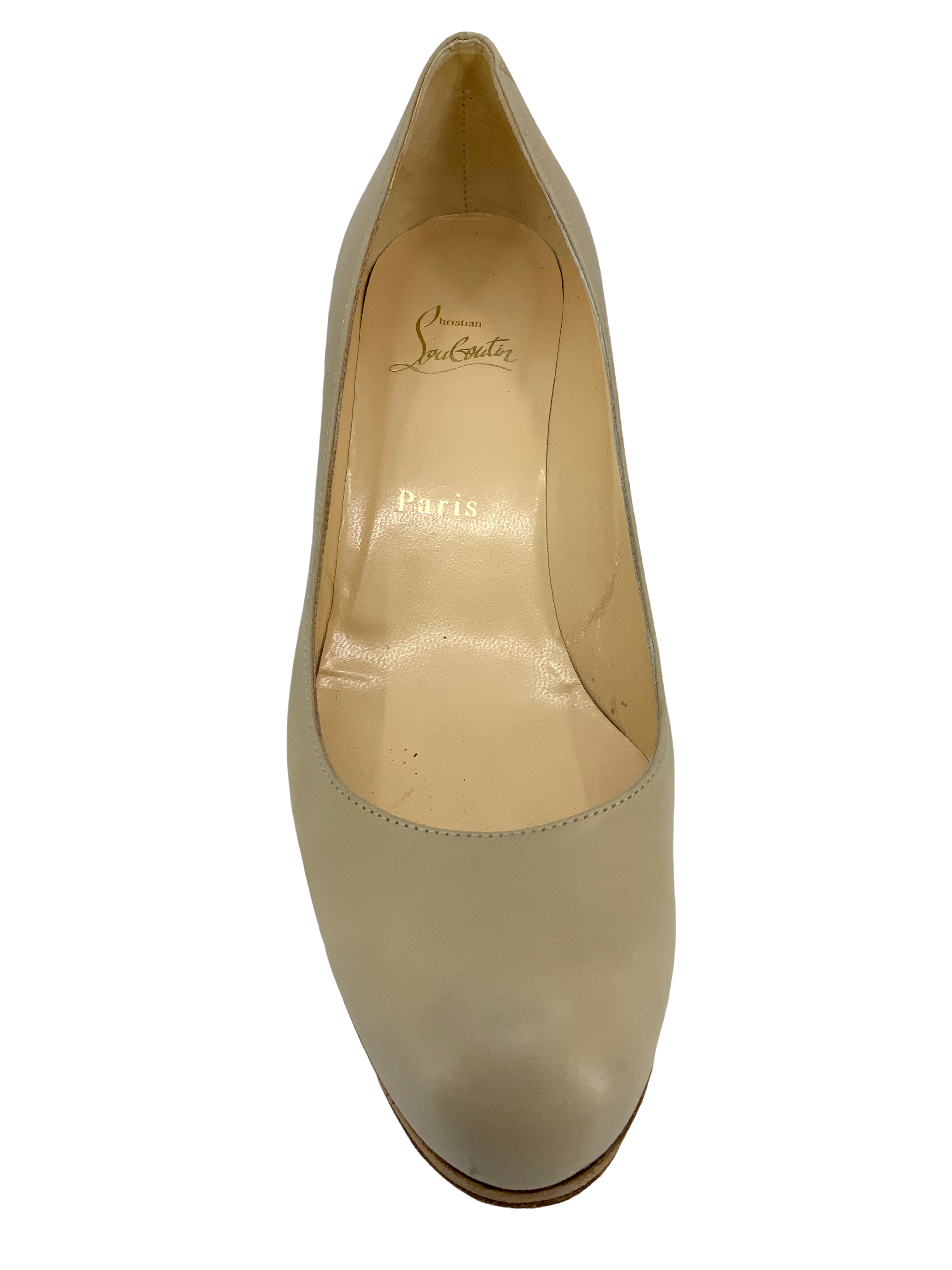 Christian Louboutin Women's Leather Wooden Heel Pumps - Size 9.5 US - Classic Pointed Toe Stiletto Heels for Wedding, Party & Evening Wear
