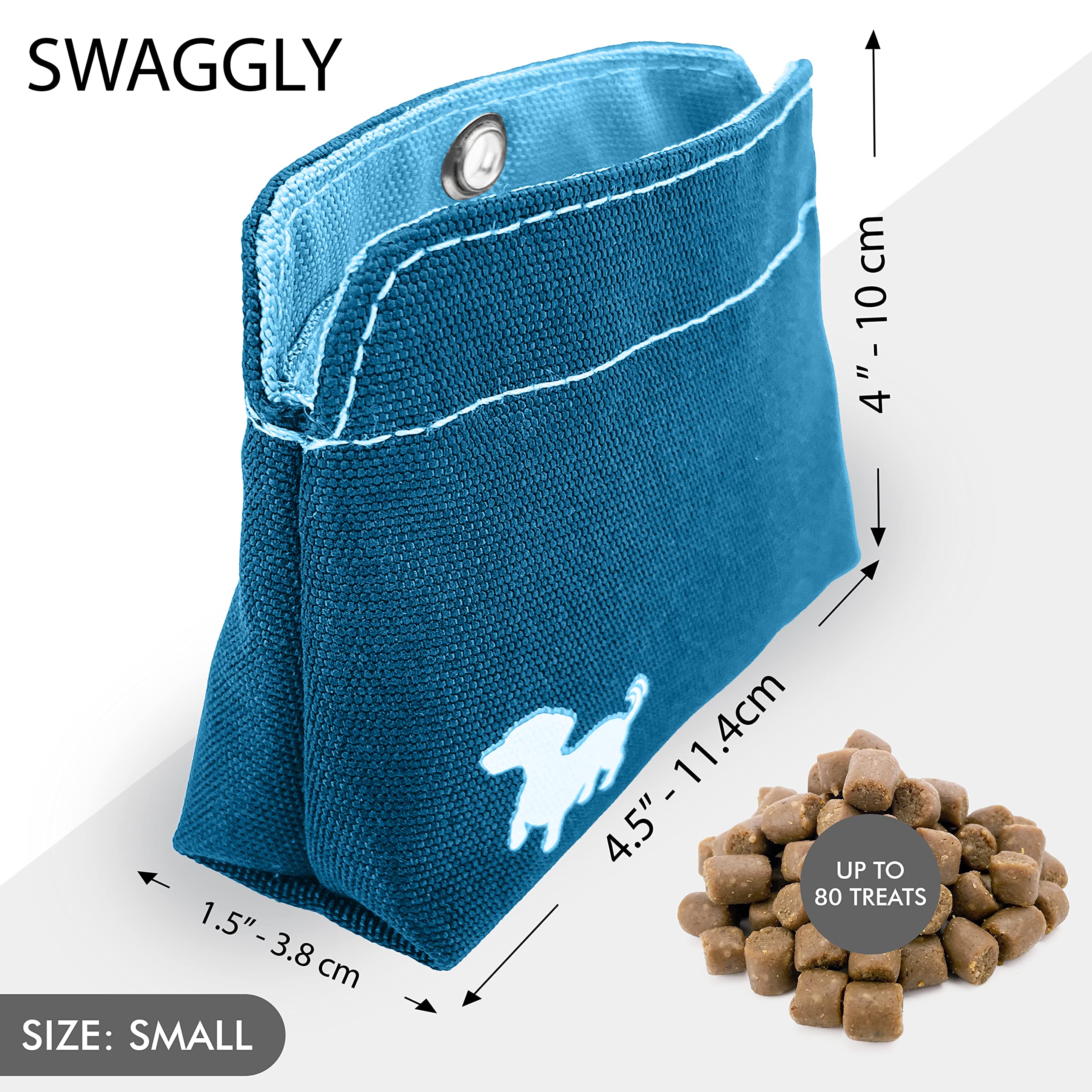 Portable Dog Treat Pouch with Magnetic Closure - Durable Pet Training Treat Bag for Small Dogs - Hands-Free Dog Walking Accessories - Perfect for Outdoor Adventures, Obedience Training & Daily Walks (Turquoise)