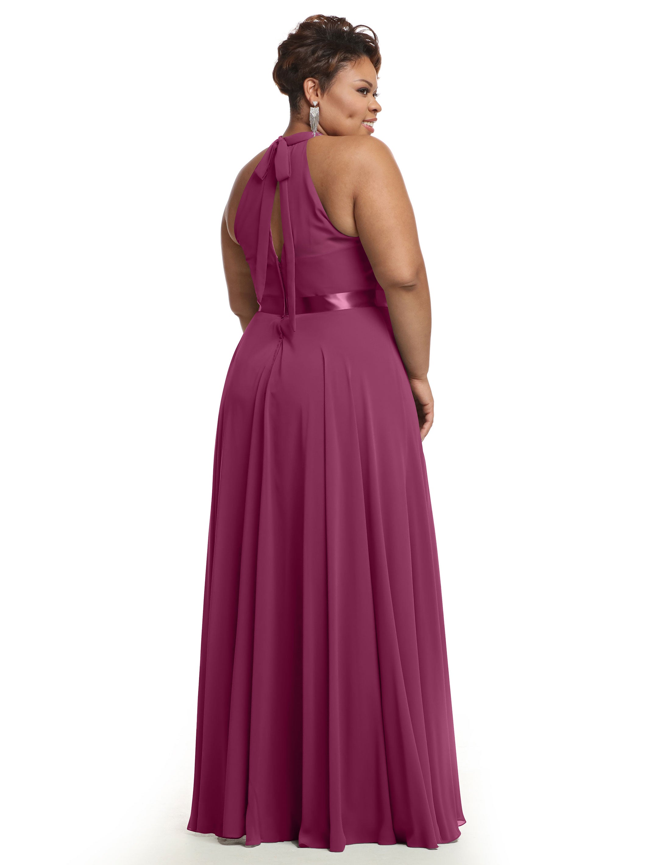 Elegant A-Line Chiffon Bridesmaid Dress with Halter Neckline - Perfect for Weddings, Prom & Formal Events | Style #80038