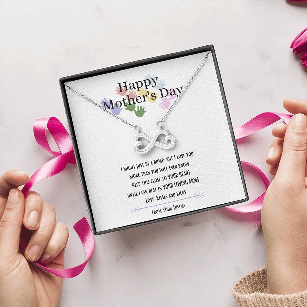 Best Gifts Infinity Hearts Necklace - Happy Mother's Day, Christmas & Birthday Gift for Expecting Moms, Pregnant Women, Luxury Silver Jewelry for Special Occasions